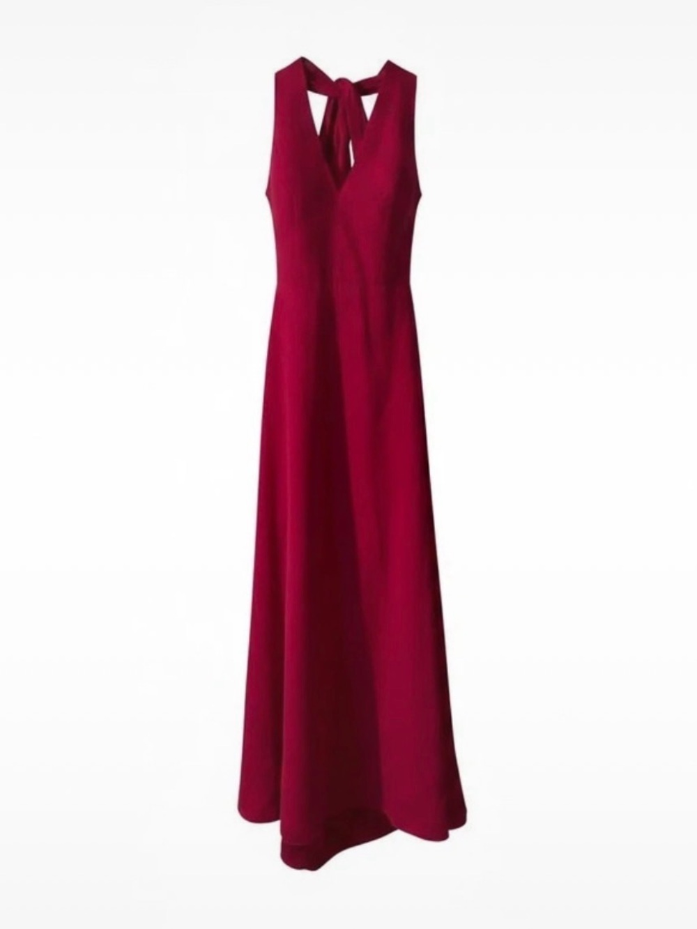 Jill Stuart Berry Red V-Neck Tie-Back Maxi Dress